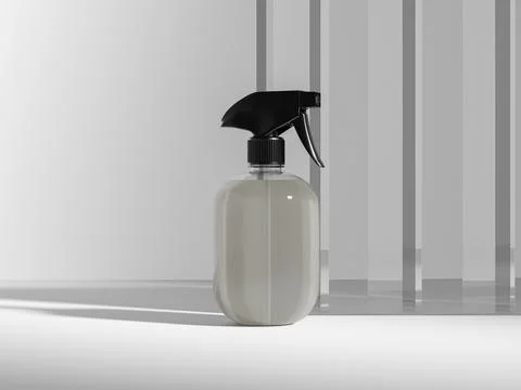 Clear plastic sprayer packaging, translucent cylindrical Trigger spray Stock Illustration