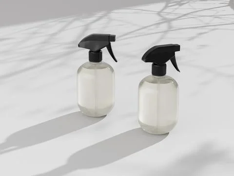 Clear plastic sprayer packaging, translucent cylindrical Trigger spray Stock Illustration