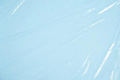 Clear plastic texture with blue color. Nylon polythene wrap. Plastic free Stock Photos