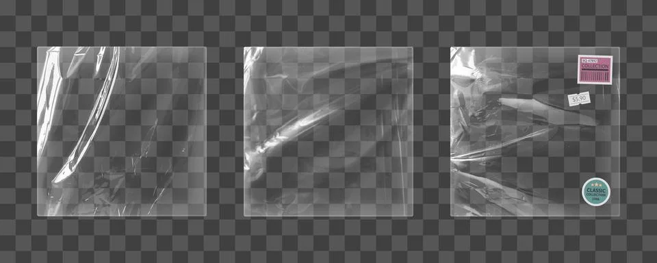 Clear plastic vinyl wrap set Stock Illustration