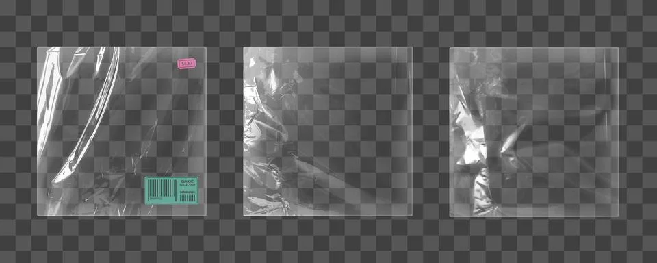 Clear plastic vinyl wrap set Stock Illustration
