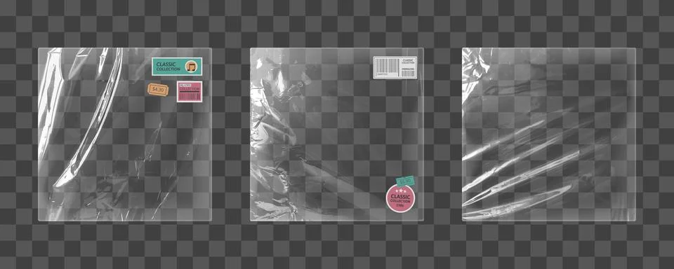 Clear plastic vinyl wrap set Stock Illustration