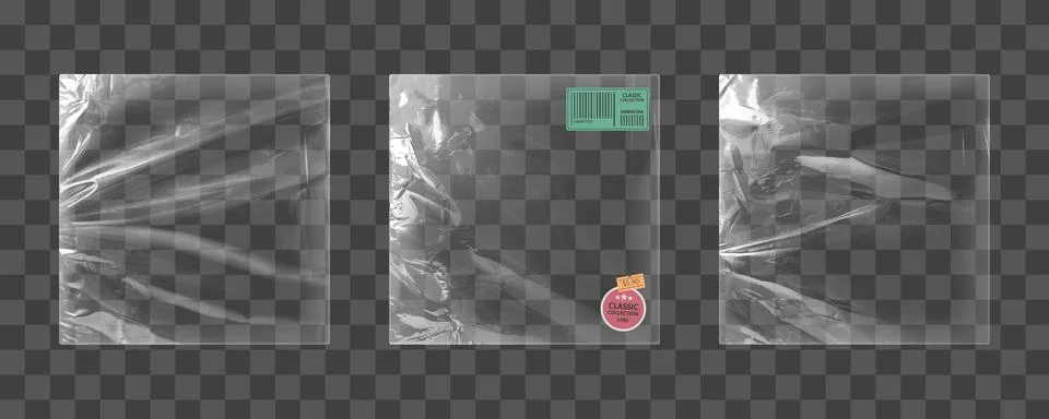 Clear plastic vinyl wrap set Stock Illustration