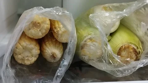 Clear plastic wrap corn Stock Footage 219215011