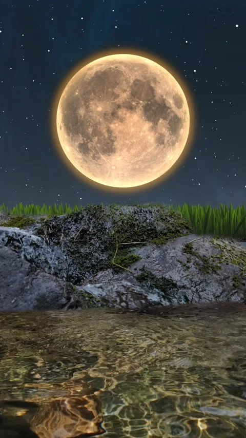 Clear pool in the mountains with full moon background 스톡 동영상 296950543