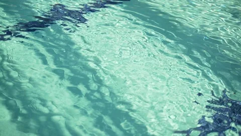 Clear pool water. Turquoise fresh water in the pool on a hot day. Light ripples Stock Footage 134675433