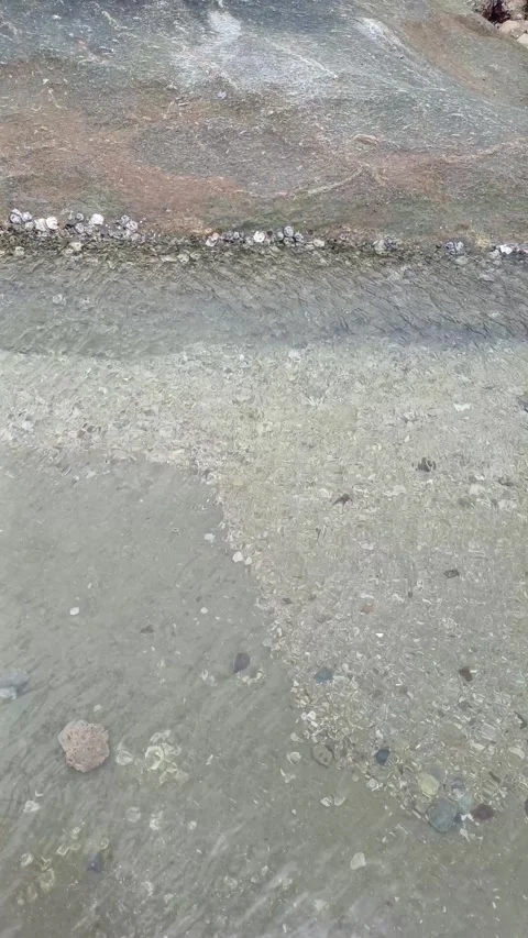 Clear puddle of water on the beach Stock Footage 276837073