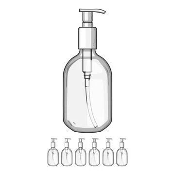 Clear pump dispenser bottle graphic for hygiene product Ilustración de archivo