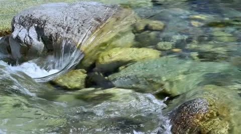 Clear rapid stream of a mountain river+sound. Stock Footage 11154085