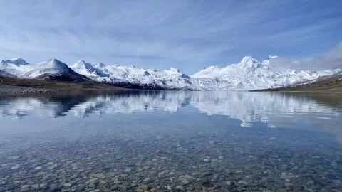 Clear Reflection Of Sapu Peaks In Transparent Glacial Water Stock Footage 333939662