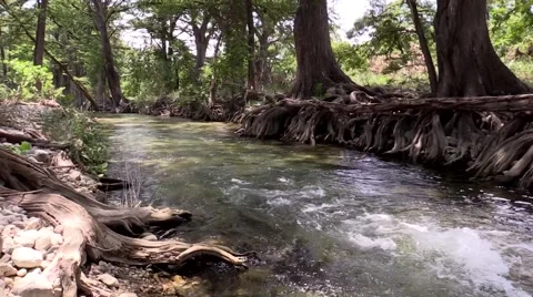 Clear river or stream flowing fast down river Video stock 53340203