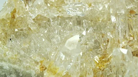 Clear rock crystal quartz geode geological crystals Stock Footage 52778239