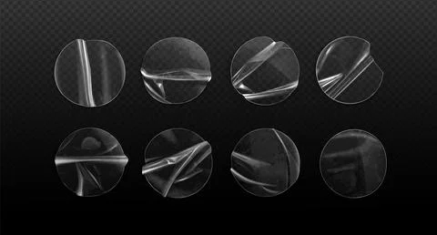 Clear round transparent plastic duct tape sticker Stock Illustration