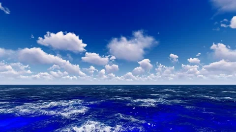 Clear sea, blue sky and white clouds Stock Footage 193996003