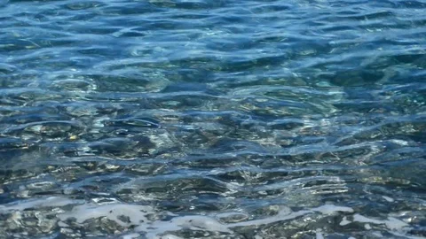 The clear sea breaks on the pebble beach on a beautiful sunny day Stock Footage 88040215