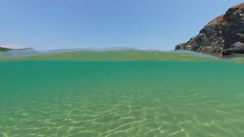 Clear Sea Water Split View at Silistar Beach in Bulgaria Stock Footage 340616281
