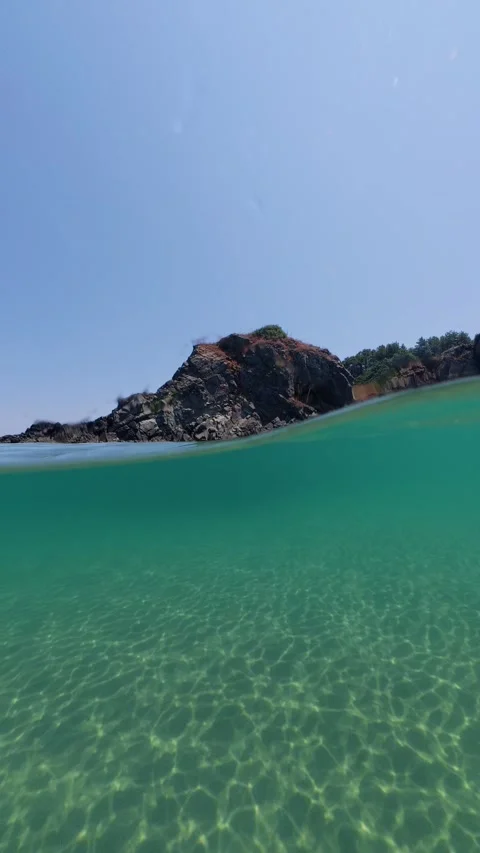 Clear Sea Water Split View at Silistar Beach in Bulgaria Stock Footage 340616553