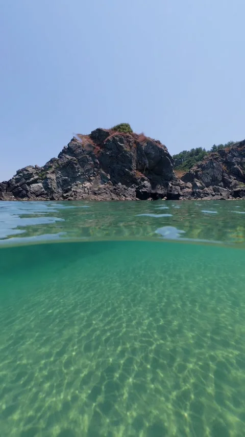 Clear Sea Water Split View at Silistar Beach in Bulgaria Stock Footage 340616724