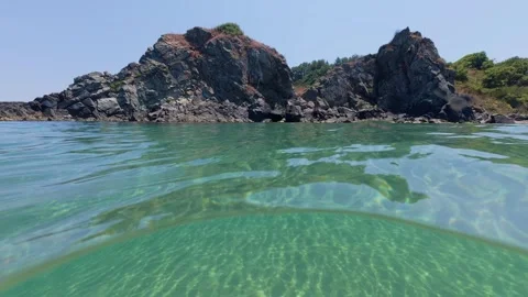 Clear Sea Water Split View at Silistar Beach in Bulgaria Stock Footage 340616831