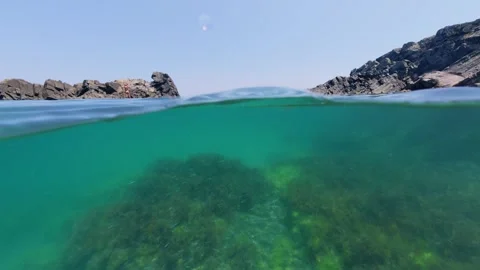 Clear Sea Water Split View at Silistar Beach in Bulgaria Stock Footage 340616993