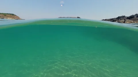 Clear Sea Water Split View at Silistar Beach in Bulgaria Stock Footage 340617014