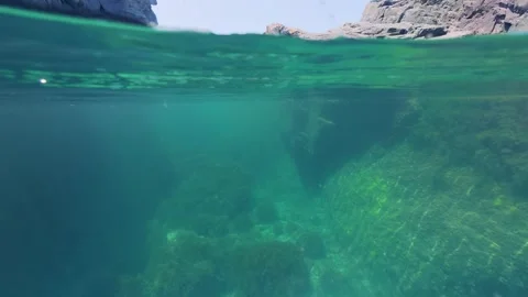Clear Sea Water Split View at Silistar Beach in Bulgaria Stock Footage 340617836