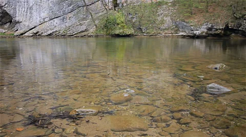 Clear shallow river side with rocks Stock Footage 37556519
