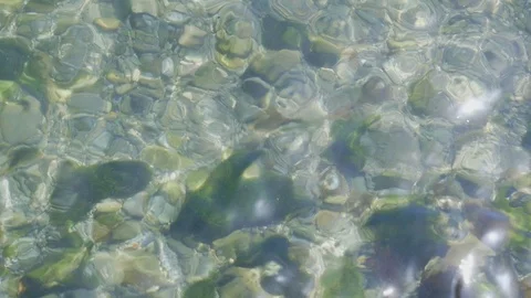 Clear shallow water rippling texture with rocks Stock Footage 103347502