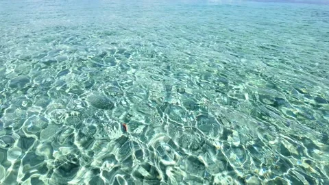 Clear, Shallow Waters Reflecting Sunlight Patterns on the Sandy Seabed. Stock Footage 283988079