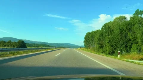 Clear sky above paved highway. Balkans, Serbia Stock Footage 338346853