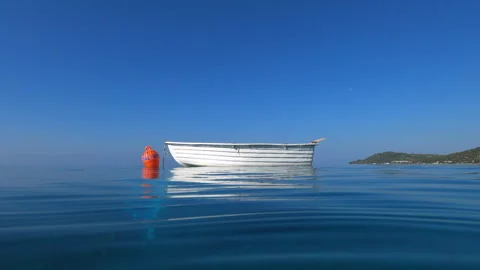 Clear Sky and Blue Waters: Nautical Vessel Sailing on the Aegean Sea Stock Footage 254897341
