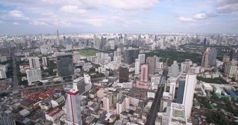 Clear Sky and Pollution Free View Over Central Bangkok, Thailand, High Aerial Stock Footage 76485465