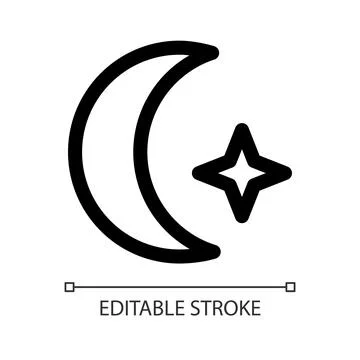 Clear sky at night white linear ui icon Illustrazione stock