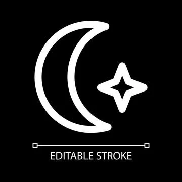 Clear sky at night white linear ui icon for dark theme Illustrazione stock