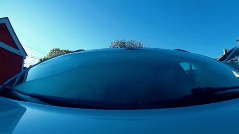 Clear sky sunrise from windshield time lapse Stock Footage 75074550