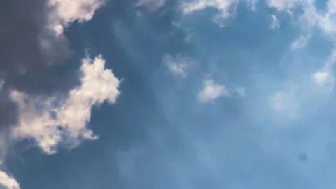 Clear Sky With Thick Clouds And Sunlight Breaking Through The Clouds Stock Footage 238794814