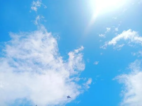 Clear sky with thick clouds during the day Stock Photos