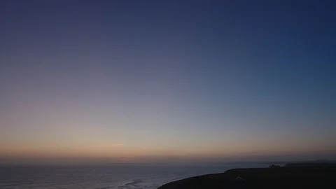 Clear sky at twilight over Mount's Bay, Cornwall. Stock Footage 128207830
