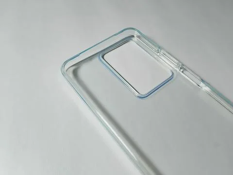 Clear smartphone case on white background. Stock Photos