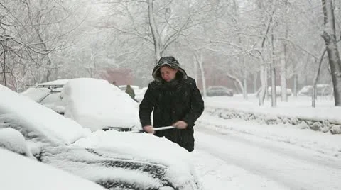 Clear snow car 02 Stock Footage 21500497
