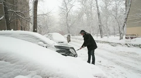 Clear snow car 03 Stock Footage 21499759
