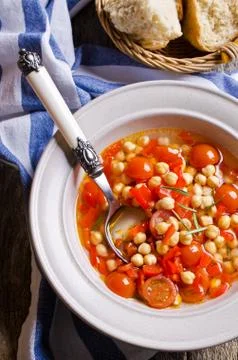 Clear soup with vegetables Stock Photos