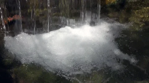 Clear spring water flowing, fresh drinking water, jet, foam Stock Footage 35071412