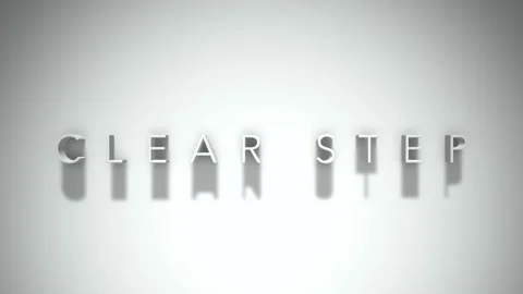 Clear step 3D title animation with shadows on a white background Stockbeeldmateriaal 297384767