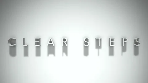 Clear Steps 3D title animation with shadows on a white background Stock Footage 296524225