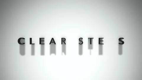 Clear Steps 3D title animation matte black text on a white background Stock Footage 300716144