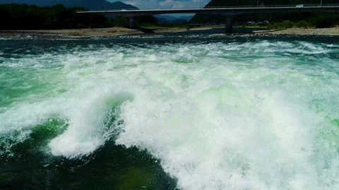 The Clear Stream of the Chikuma River Downstream of the Hanishina Headworks and Stock Footage 333204068