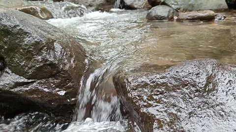 Clear Stream Flowing Over Rocks in Natural Outdoor Setting Stock Footage 330332114