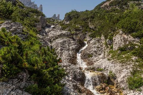 Clear stream flowing Stock Photos