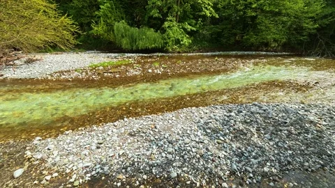 Clear stream flows over smooth stones. Gradac River, Serbia Stock Footage 335073444